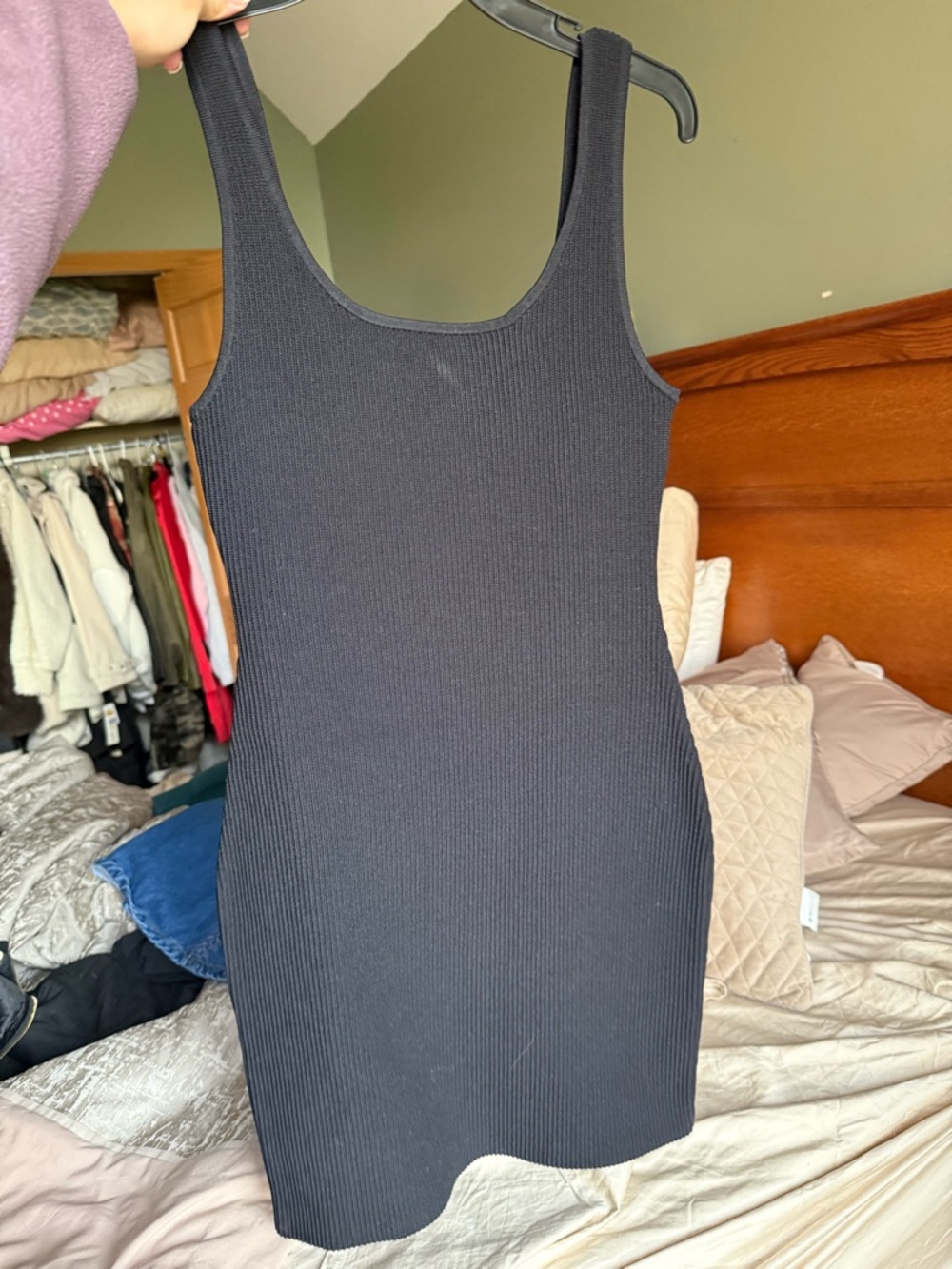 Black Ribbed Mini dress Aritzia